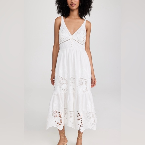 Generation Love Dresses & Skirts - Generation Love Pippa Embroidered Poplin Sundress White Eyelet Hem Cotton Bridal